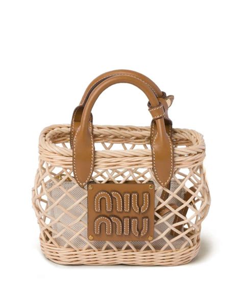 Miu Miu Woven Straw Basket Tote 